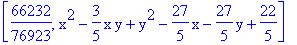 [66232/76923, x^2-3/5*x*y+y^2-27/5*x-27/5*y+22/5]